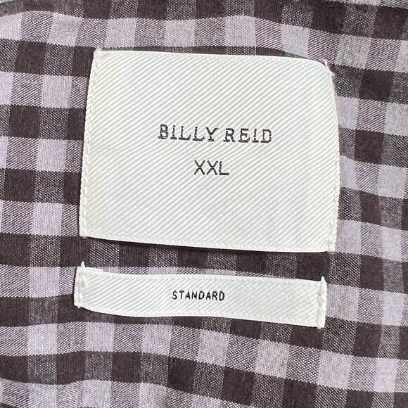 Billy Reid Standard Fit Long Sleeve Button Down Gingham Shirt Gray Mens Size XXL - Picture 7 of 8